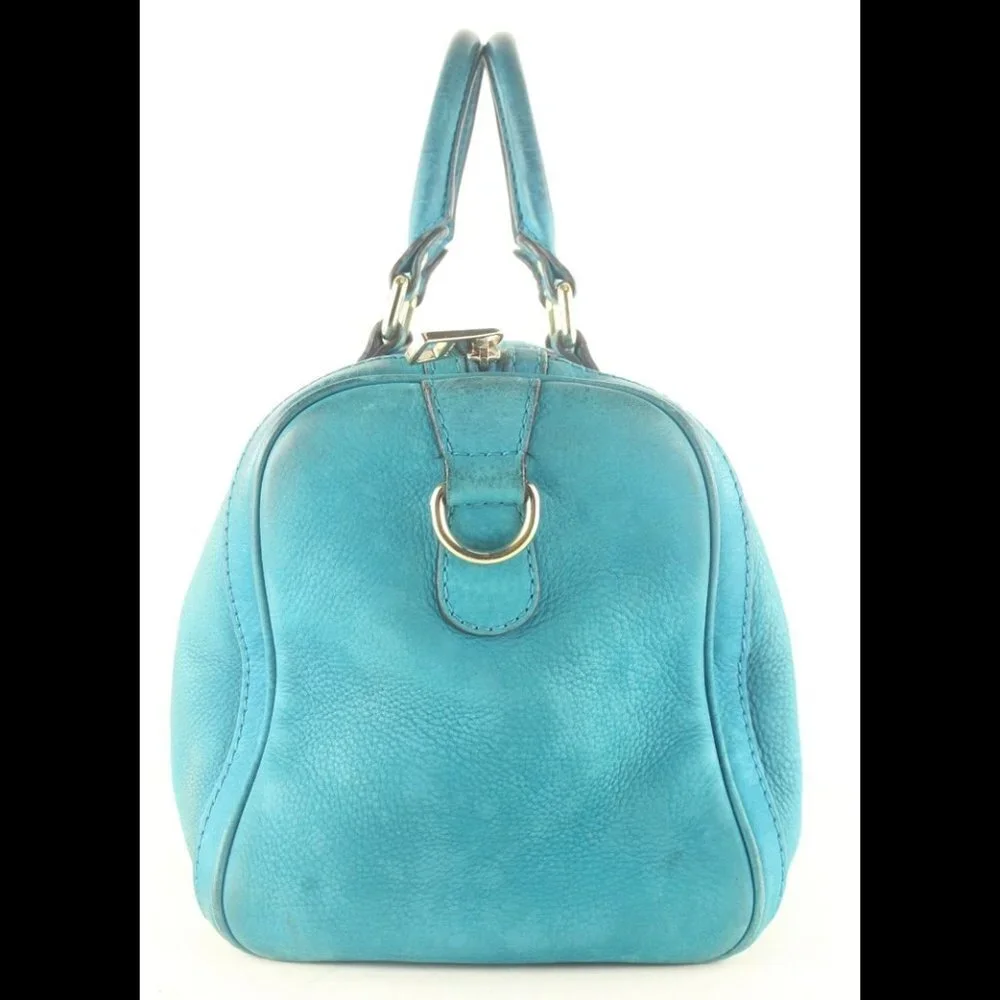 GUCCI Teal Nubuck Leather Boston Bag Joy 6GG1026K